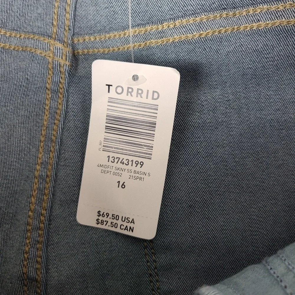 Torrid Jeans Women 16S 16 Short Blue Mid Fit Super Skinny Soft Dark Wash NWT NEW